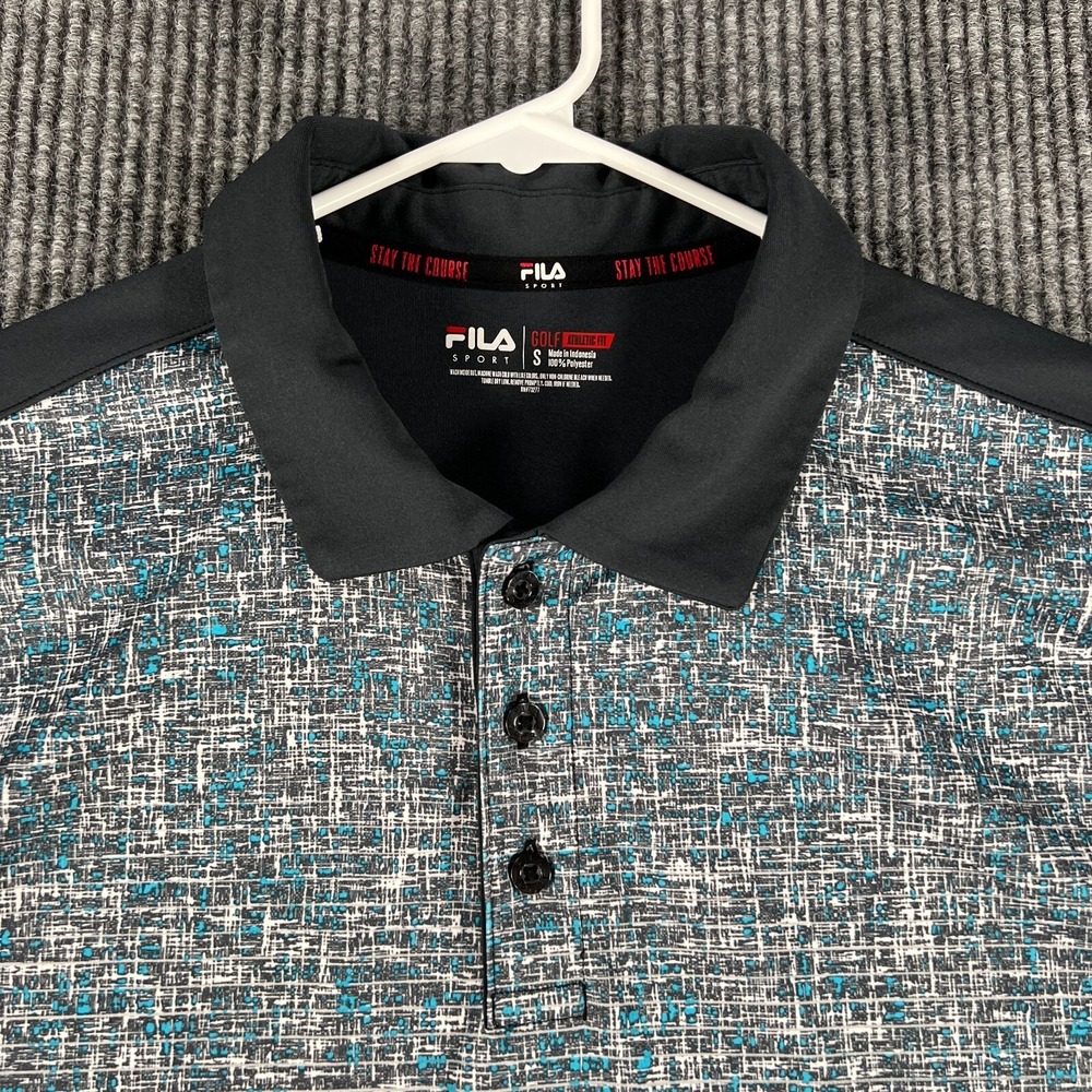 FILA Mens Shirt‎ Polo Small Gray Striped Short Sleeve Golf Sport Outdoor Light